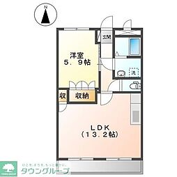 ドリームヒル 1LDKの間取図画像