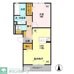 クオーレ 1LDKの間取図画像