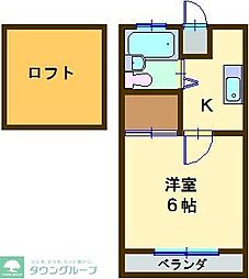 パル21 1Kの間取図画像