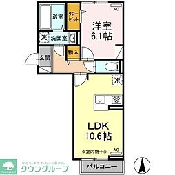 ピアニー 1LDKの間取図画像