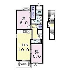 フランブリーズIV 2階2LDKの間取り