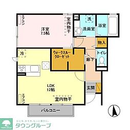 グレイスベル2 1LDKの間取図画像