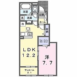 ルーツショアI 1階1LDKの間取り