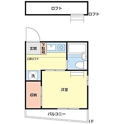 カルム 2階ワンルームの間取り