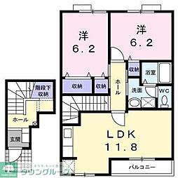メゾンリファインＭ 2階2LDKの間取り