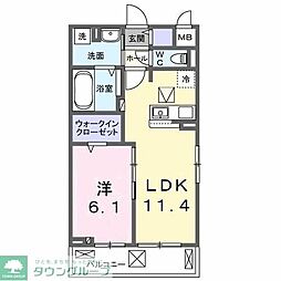 ラニカイ・Ｍ 1階1LDKの間取り