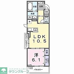 ラニカイ・Ｍ 2階1LDKの間取り