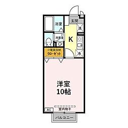 リビングタウン上並榎　Ａ/Ｂ 2階1Kの間取り