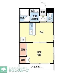 フィフティストームマンション下小塙 3階1DKの間取り