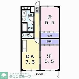 ミルキーウェイ 2DKの間取図画像