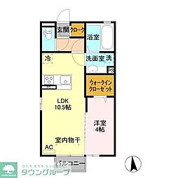クレール・シエル 1LDKの間取図画像