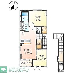 ベル　ボヌール 2階2LDKの間取り