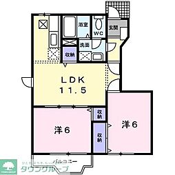 フォーシーズンズ　Ａ 1階2LDKの間取り