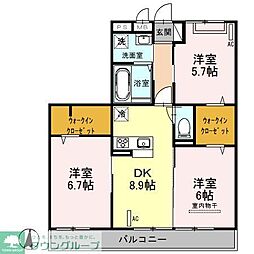アネックス曙町 3DKの間取図画像
