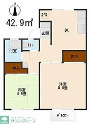 ハイツ圭 2DKの間取図画像