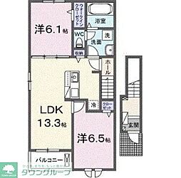ウィステリア 2階2LDKの間取り