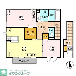 グレイスベル　II 2階2LDKの間取り