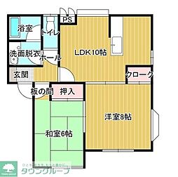 サニーヒルB 2LDKの間取図画像