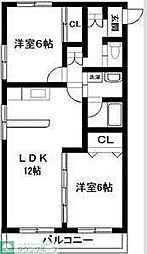 シャトル松井 2LDKの間取図画像