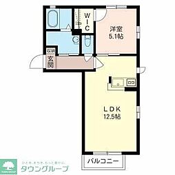 レヨンヴェールB 1LDKの間取図画像