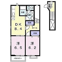 アルピンヒルA 2DKの間取図画像