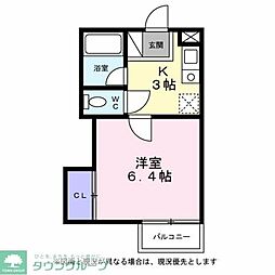 シティハイツかすみ草 ワンルームの間取図画像