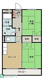 渡辺レジデンス 2DKの間取図画像