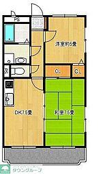 ハイ・ルネッサンスA 2DKの間取図画像