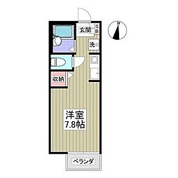 オゼットワールB ワンルームの間取図画像