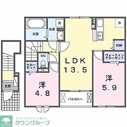 パラッツオ　Ｂ 2階2LDKの間取り