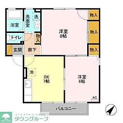 オリゾンB 2DKの間取図画像