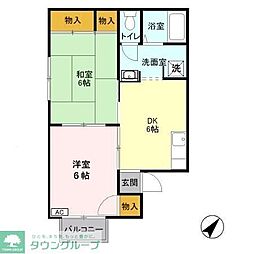 プラザハイツB 2DKの間取図画像