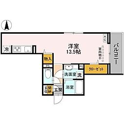 la chance 2階ワンルームの間取り