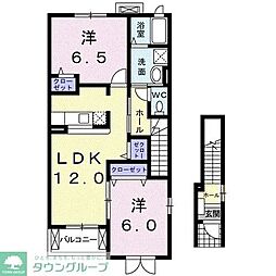 ハッピークリエイトＢ 2階2LDKの間取り