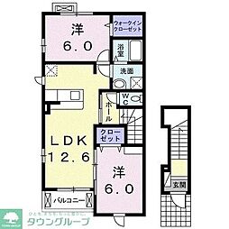 ブルーシャトー 2階2LDKの間取り