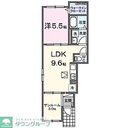 東武伊勢崎線 韮川駅 徒歩19分の賃貸アパート 1階1LDKの間取り