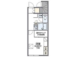 レオパレスグリチネ 1階1Kの間取り
