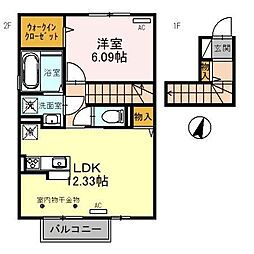 PRESTIGE 2階1LDKの間取り