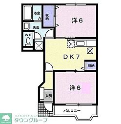 薫風館（クンプウカン） 1階2DKの間取り