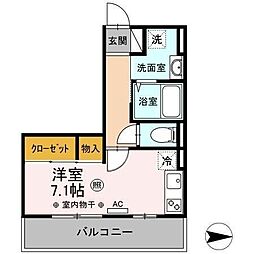 サンキエーム前橋 3階ワンルームの間取り