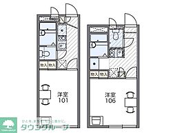 レオパレスオータム 1階1Kの間取り