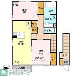 サンライトレジデンス 2階2LDKの間取り