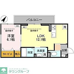 ルミナスプレイス 3階1LDKの間取り