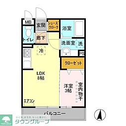 ブルースカイ 2階1LDKの間取り