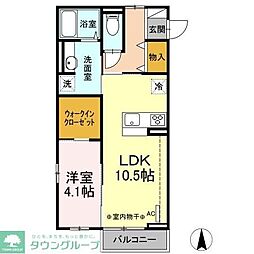 リバーサイド・Ｓ 2階1LDKの間取り