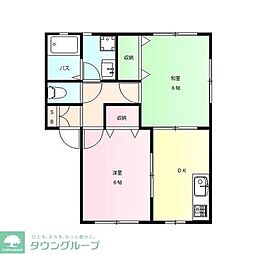 ドミトリー蒼海　Ａ 2階2DKの間取り