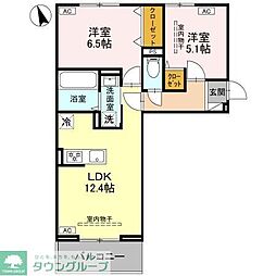 D-ROOM浜尻町 1階2LDKの間取り