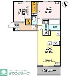 D-ROOM浜尻町 3階2LDKの間取り
