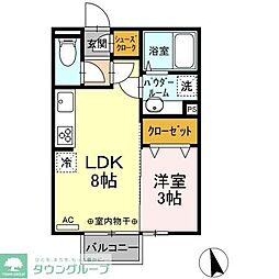 エムエヌハウス和田多中　Ｂ 2階1LDKの間取り