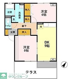 ビュークレスト　Ｃ 1階2DKの間取り
